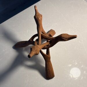 Handcrafted Wooden Knot Three headed animal
